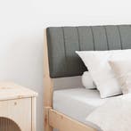 vidaXL Gestoffeerd hoofdbord Donkergrijs 80 cm Massief, Huis en Inrichting, Slaapkamer | Bedden, Verzenden, Nieuw, Bruin, Hout