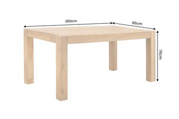 Eettafel MAKASSAR 160cm mangohout crème natuurlijk - 48651, Huis en Inrichting, Ophalen of Verzenden, Nieuw