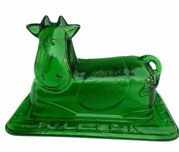 Boterschotel - Glas - Smaragd groen