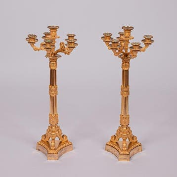 Paar Charles X kandelabers, circa 1830 - Kandelaber -, Antiek en Kunst