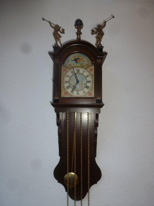 Staartklok - - Mahonie - 1950-1960, Antiek en Kunst, Curiosa en Brocante