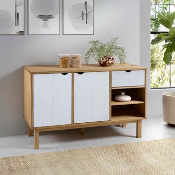 vidaXL Dressoir OTTA 114x43x73,5 cm massief grenenhout bruin, 100 tot 150 cm, Verzenden, Nieuw, Grenenhout