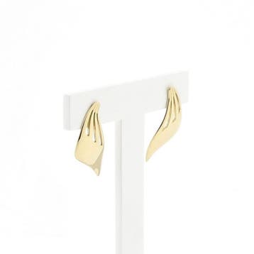 Gouden abstracte oorbellen, Sieraden, Tassen en Uiterlijk, Oorbellen, Ophalen of Verzenden, Gebruikt, Overige kleuren, Goud