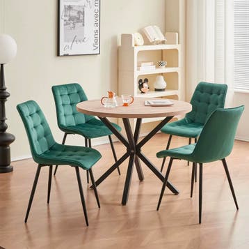 Nieuwe Set 4 Eetkamerstoelen Groen - Fluwelen Zitting Nordic, Overige kleuren, Verzenden, Nieuw, Vier