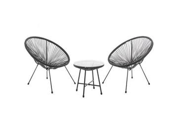 Veiling - Polyrotan Balkonset Ostana - 3-delig - Zwart, Nieuw