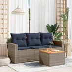 vidaXL 4-delige Loungeset met kussens poly rattan grijs, Verzenden, Nieuw, Loungeset