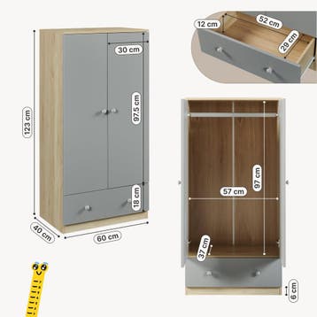 Kinderkast Beldinupp met lade 123x60x40 cm eikenkleurig en g, Verzenden, Nieuw