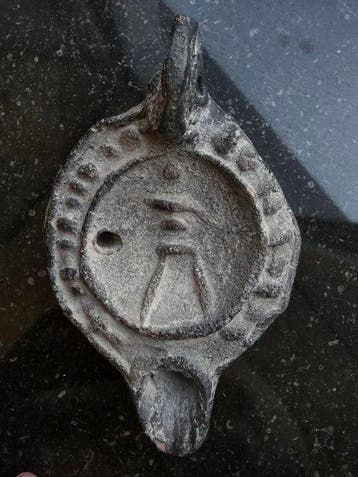 Olielamp - Terracotta, Antiek en Kunst