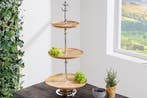 Decoratieve taartschaal PURE NATURE 68cm zilver mangohout, Ophalen of Verzenden, Nieuw