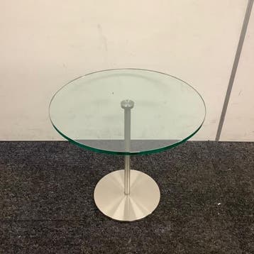 glazen bijzet tafel, (hxb) 40x45 cm, Metaform Bon, Huis en Inrichting, Tafels | Salontafels, Ophalen of Verzenden, Gebruikt