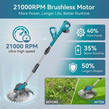 Draadloze Grasmaaier & Trimmer 9-Inch 300W - Telescopisch &, Verzenden, Nieuw
