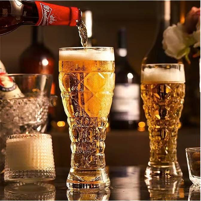 Bierglas met Handvat 330ml / 500ml – Gesneden Glas voor Bier, Verzamelen, Biermerken, Nieuw, Verzenden