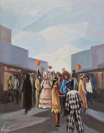 Varela (XX) - Carnival Street Scene, Antiek en Kunst