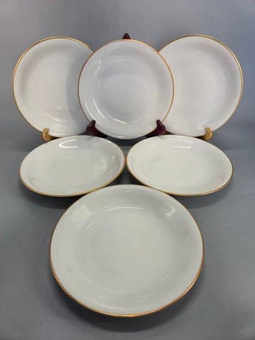 Eetservies - KPM Krister Porzellan 6er Set Suppenteller –, Antiek en Kunst