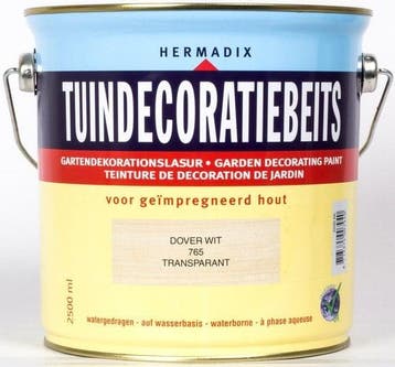Hermadix Tuindecoratiebeits 765 Dover White - 0.75 liter, Wit, Nieuw, Beits, Ophalen of Verzenden
