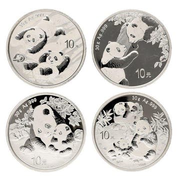 China. 10 Yuan 2022/2025 - Pandas (4 stuks) (Zonder