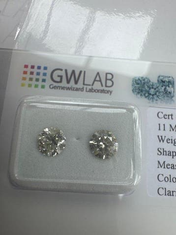 Zonder minimumprijs - 2 pcs Diamant (Natuurlijk) - 1.17 ct -, Sieraden, Tassen en Uiterlijk, Edelstenen, Nieuw