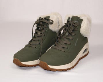 Skechers hoge wintersneakers olijfgroen met faux-fur – maat, Verzenden, Nieuw