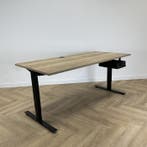 verstelbaar bureau met persoonlijke lade 180x80 cm, natuur, Ophalen of Verzenden, In hoogte verstelbaar, Gebruikt