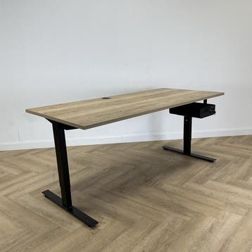 verstelbaar bureau met persoonlijke lade 180x80 cm, natuur, Ophalen of Verzenden, In hoogte verstelbaar, Gebruikt