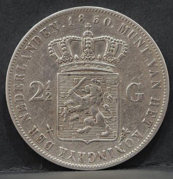 Nederland. Willem III. 2 1/2 Gulden 1850 (Zonder, Postzegels en Munten, Munten | Nederland