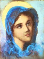 Roberto Carignani (Napoli, 1894-1975) - volto sacro, Antiek en Kunst, Kunst | Schilderijen | Klassiek