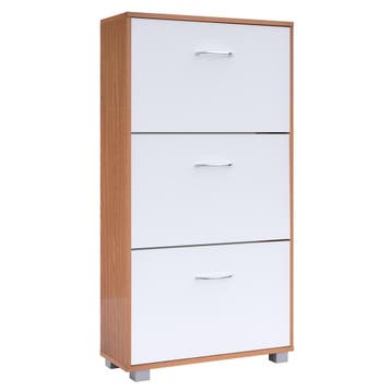 Schoenenkast Beuken / Wit 3 Kleppen 115x60x24cm (Meubelen), Verzenden