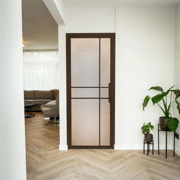 Stalen Binnendeur Brons 6 Vlaks Kanaalglas Luxe design, Minder dan 80 cm, Binnendeur, Nieuw, Metaal