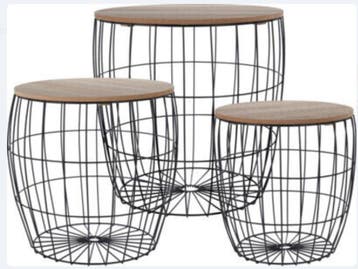 Bijzettafel Salontafel metalen draadframe en MDF tafelbla..., Verzenden, Nieuw