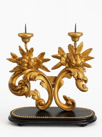Kandelaar - Hout - Barokke voluut in verguld hout