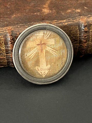 Reliekhouder - Zilver, Glas, Textiel - 1850-1900 - Heilige