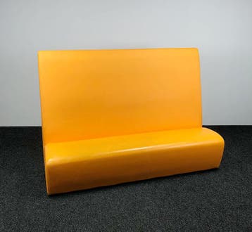 Ontvangstbank - Oranje Leder | 140 x 200 x 80 cm, Ophalen of Verzenden, Gebruikt