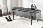 Moderne kistbank LOFT 100 cm grijze fluwelen bank met, Ophalen of Verzenden, Nieuw