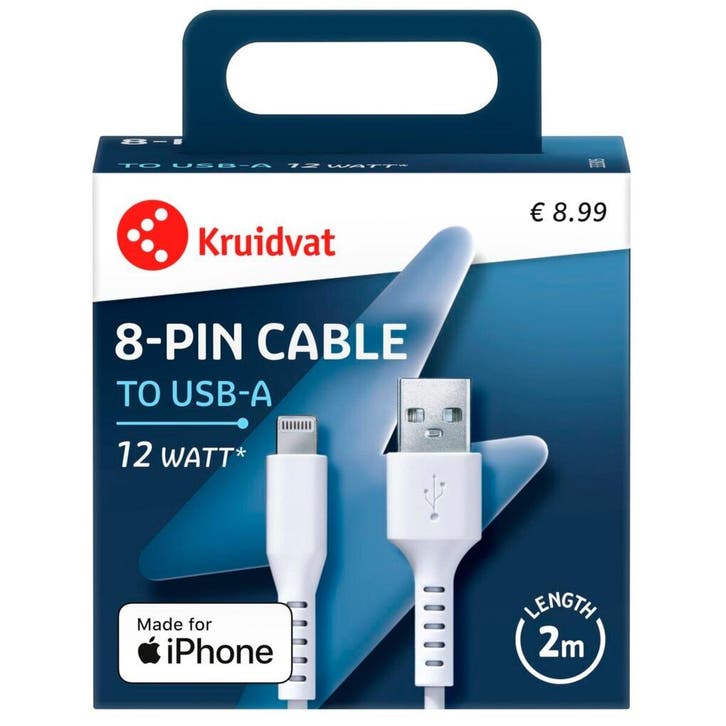 Kruidvat 8-pin Oplaadkabel, Telecommunicatie, Mobiele telefoons | Toebehoren en Onderdelen, Nieuw, Verzenden