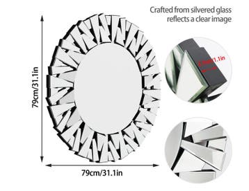 Ronde Sunburst Wandspiegel Zilver met Facetglas 80 cm, Verzenden, Nieuw