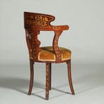 Franse marqueterie bureaustoel ca 1800 met stoffering naar w, Antiek en Kunst, Ophalen of Verzenden