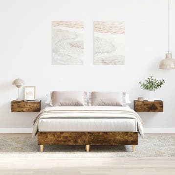 vidaXL Bedframe zonder matras 120x200 cm spaanplaat gerookt, Bruin, Verzenden, Nieuw, Twijfelaar