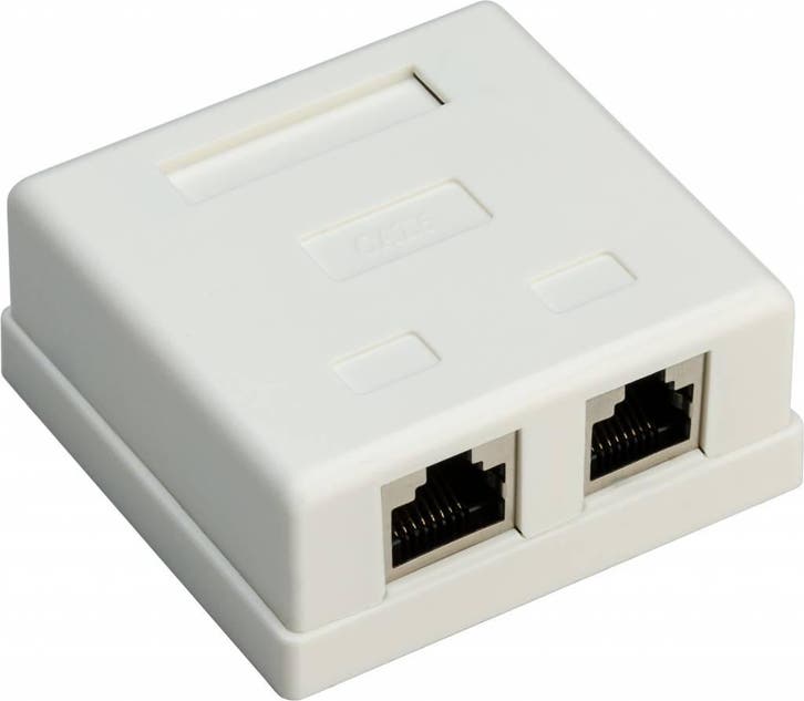 CAT6 netwerkdoos 2x RJ45 STP, Computers en Software, Pc- en Netwerkkabels, Nieuw, Ophalen of Verzenden