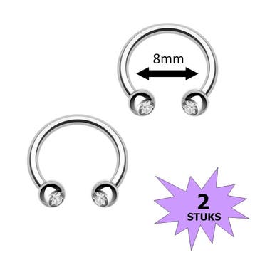 Fako Bijoux - Circular Barbell Piercing - Hoefijzer Kristal, Verzenden, Nieuw
