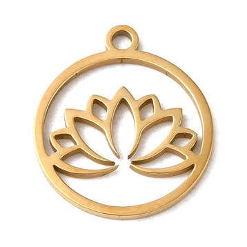 1 x RVS 201 Stainless Steel bedel lotus 17 x 15 x 1 mm –.., Ophalen of Verzenden, Nieuw, Kraal