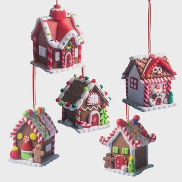 Set van 5 Kerstversiering Gingerbread Huizen - Decoratieve K, Verzenden, Nieuw