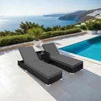 2 rotan ligstoelen met aluminium frame en tafel, inclusief b, Verzenden, Nieuw