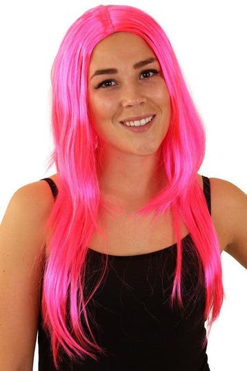 Pruik roze lang haar, Verzenden, Nieuw