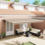 vidaXL Inklapbaar Zonnescherm Beige 500 × 350 cm, Tuin en Terras, Zonneschermen, Verzenden, Nieuw