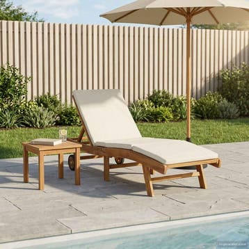 vidaXL Ligstoel Polyester Bruin en crèmekleurig, Verzenden, Nieuw