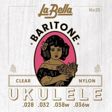 La Bella L-25 Acoustic Folk Bariton Ukulele Snarenset –, Ophalen of Verzenden, Nieuw