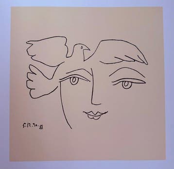 Pablo Picasso - “The Face of Peace XI, 1950”. Gedateerd in, Antiek en Kunst