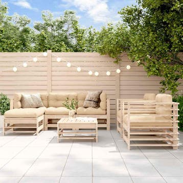 vidaXL 7-delige Loungeset massief grenenhout, Verzenden, Nieuw, 7 zitplaatsen, Loungeset