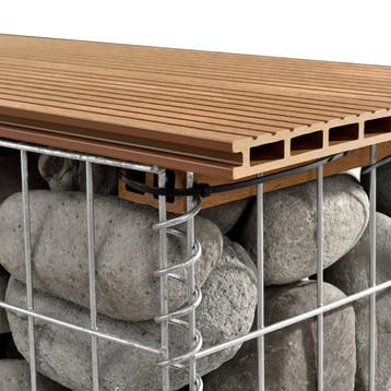 HKC tuinbank steenkorf 100x30x45 cm teakhout, Tuin en Terras, Verzenden, Nieuw