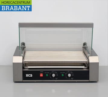 HCB RVS Hotdog grill 9 rollen met glazen kap 230V Horeca, Ophalen of Verzenden, Nieuw in verpakking